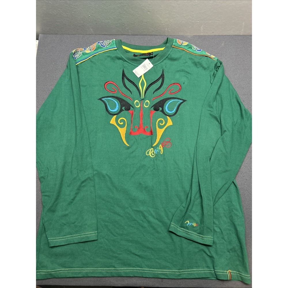 Rare Y2K Vintage Coogi Long Sleeve Embroidered Tee 4Xl Green NWT